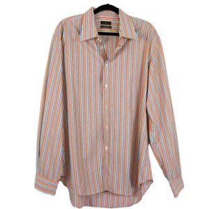 Zara Mens Regular Fit Long Sleeve Striped Button Down Shirt Multi Color Size XL